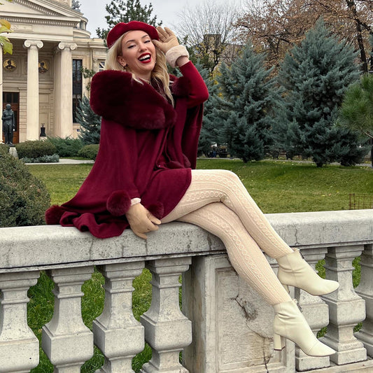 Grannies Cable Knit Wool Tights V2 - Oatmeal