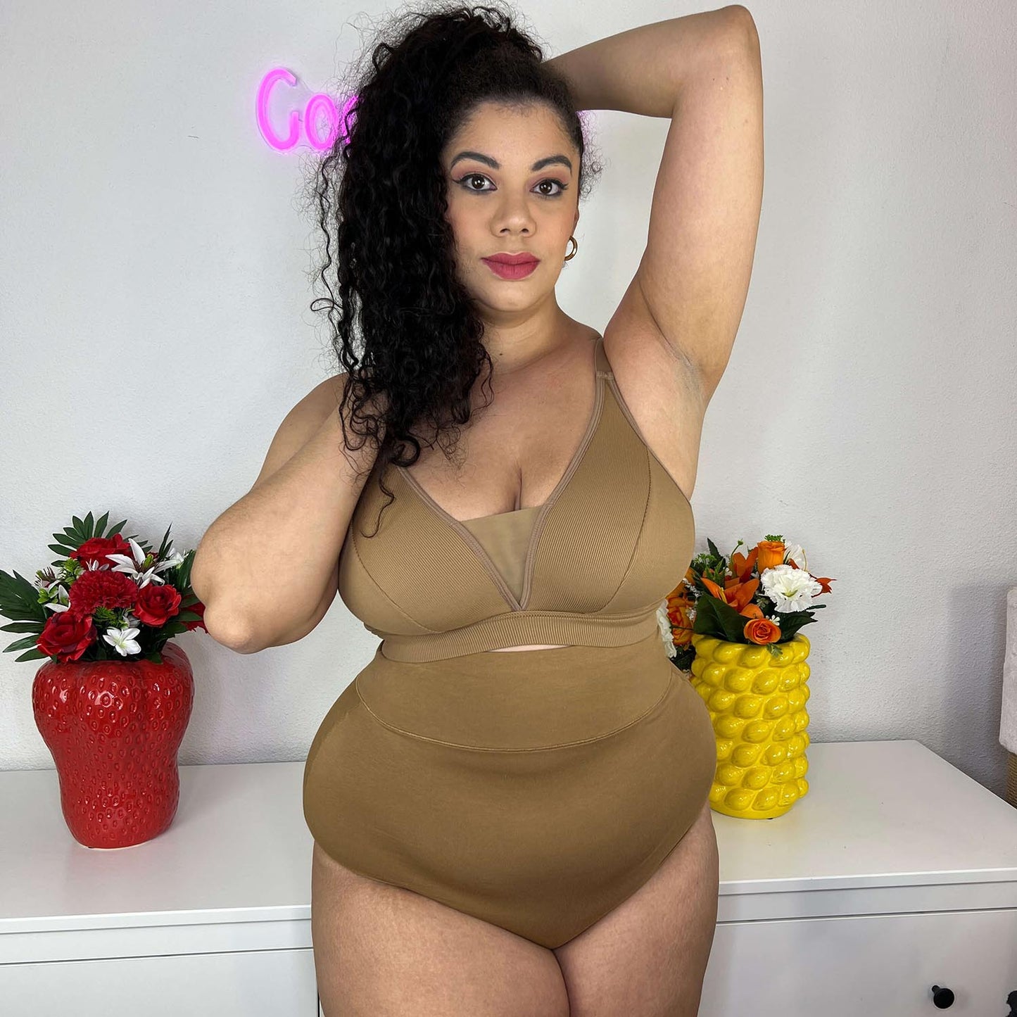 Organic Cotton Super High Waist Knickers - Caramel