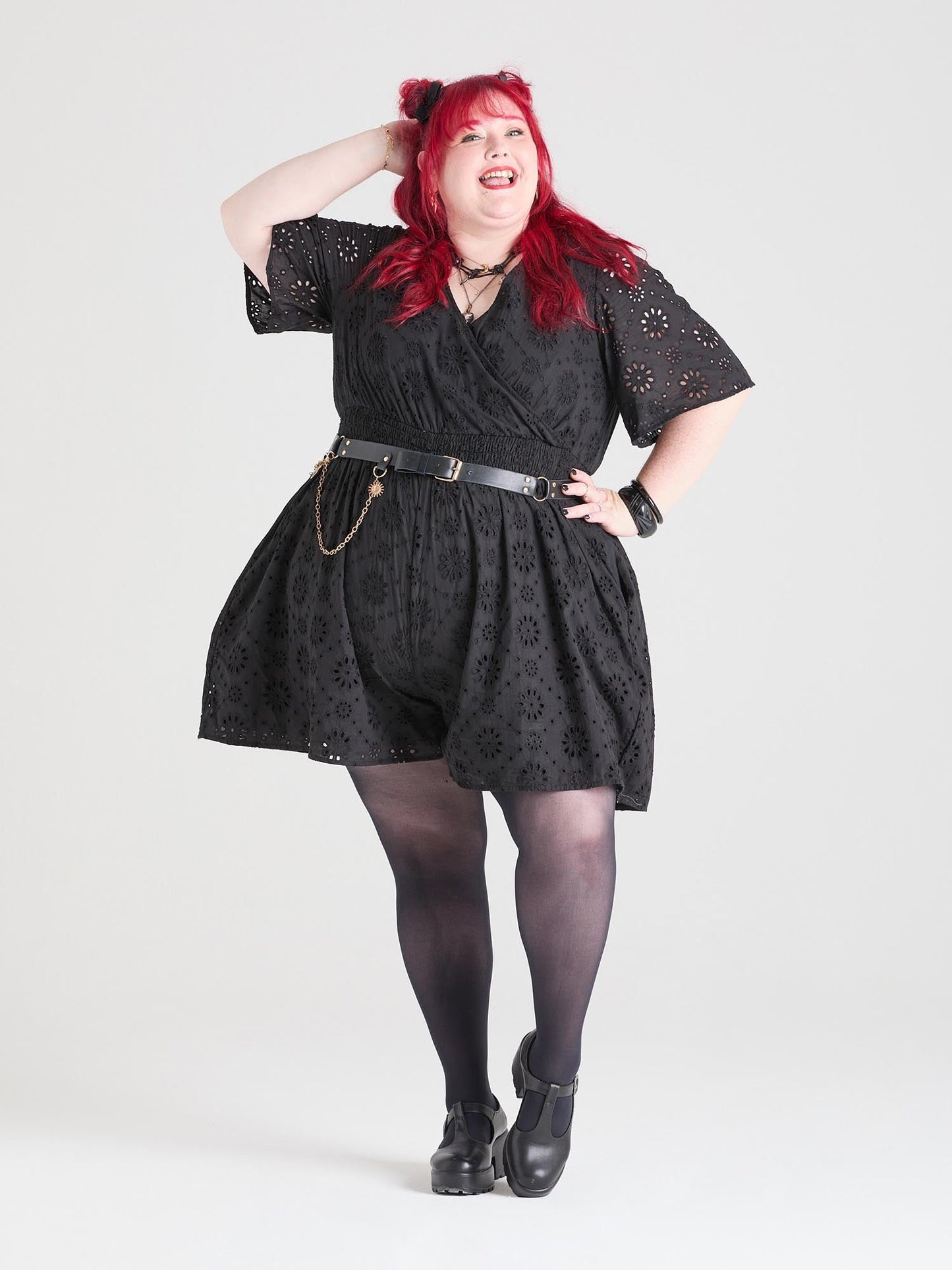 Broderie Anglaise Playsuit - Black