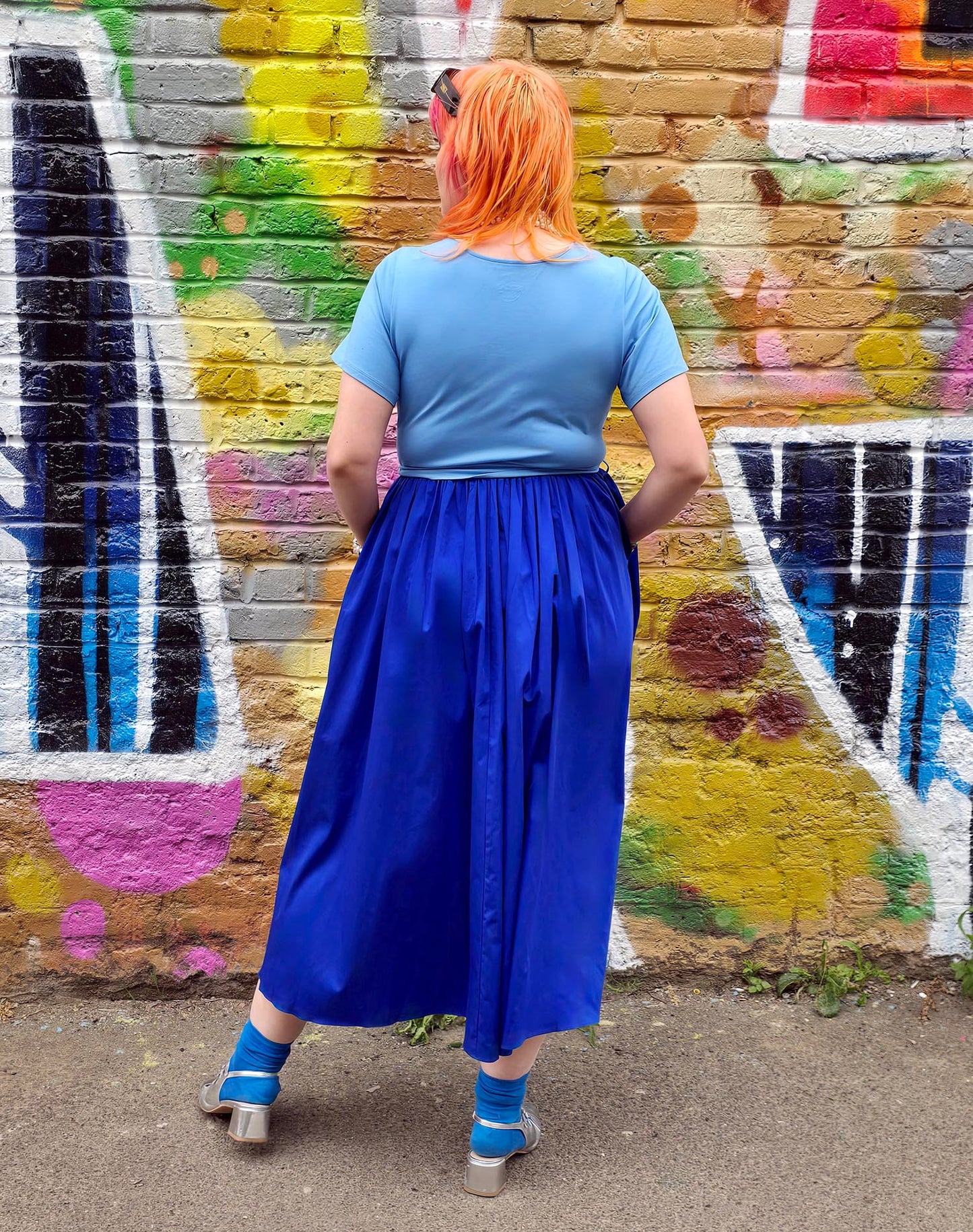 Midaxi Tee Poplin Dress - Duo Blue