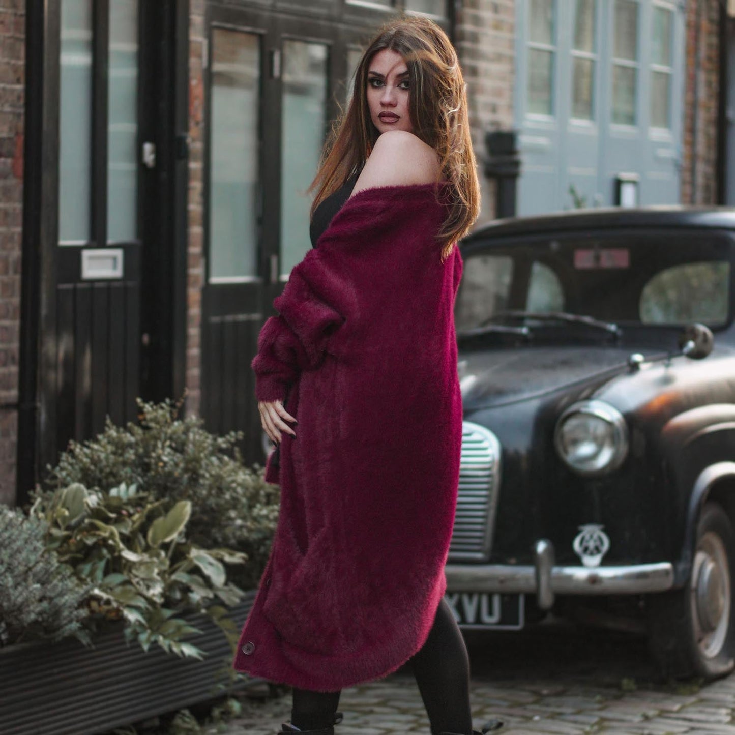 Fluffy Cardigan - Cherry