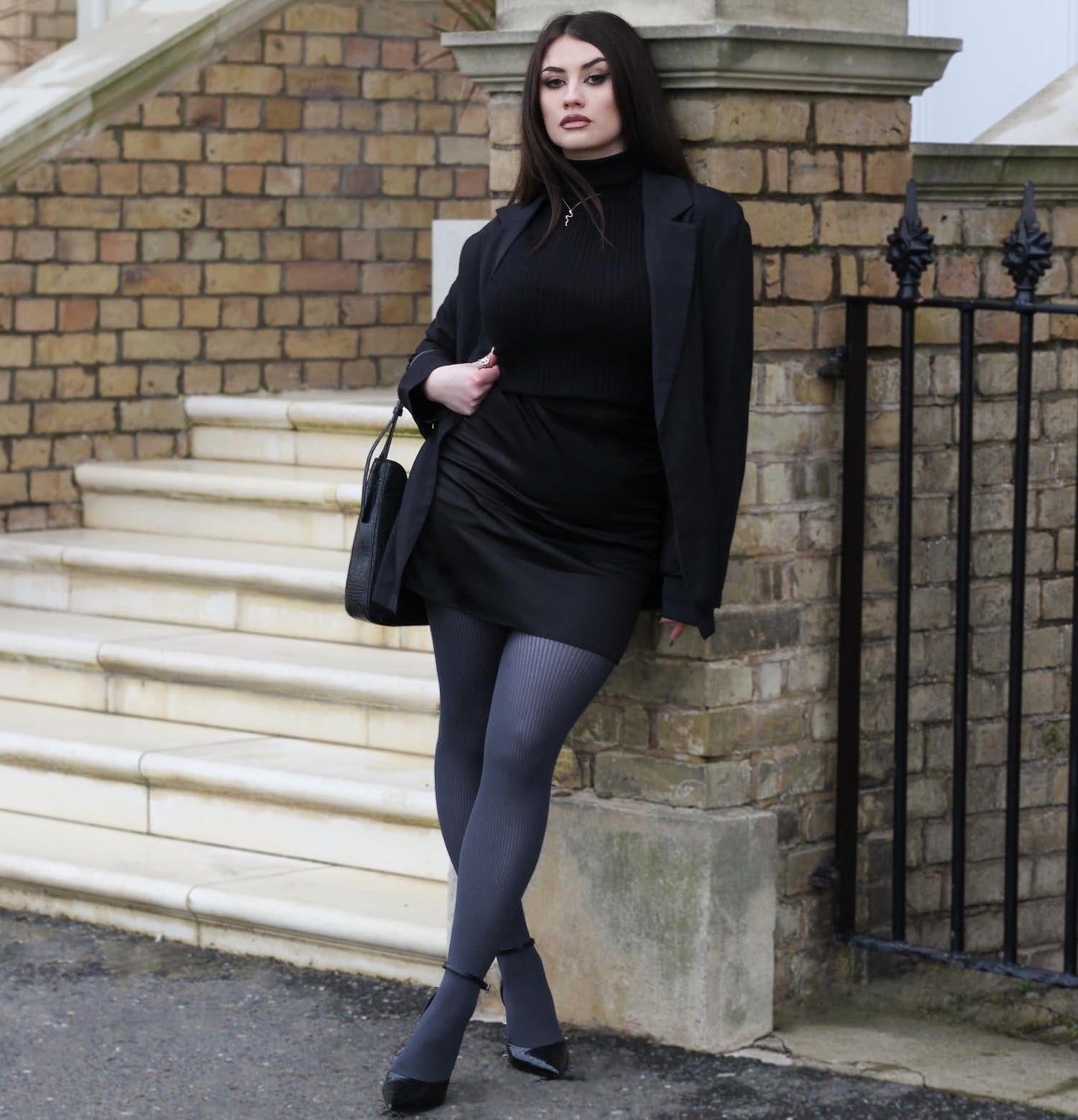 Ionic Ribbed Tights - Slate