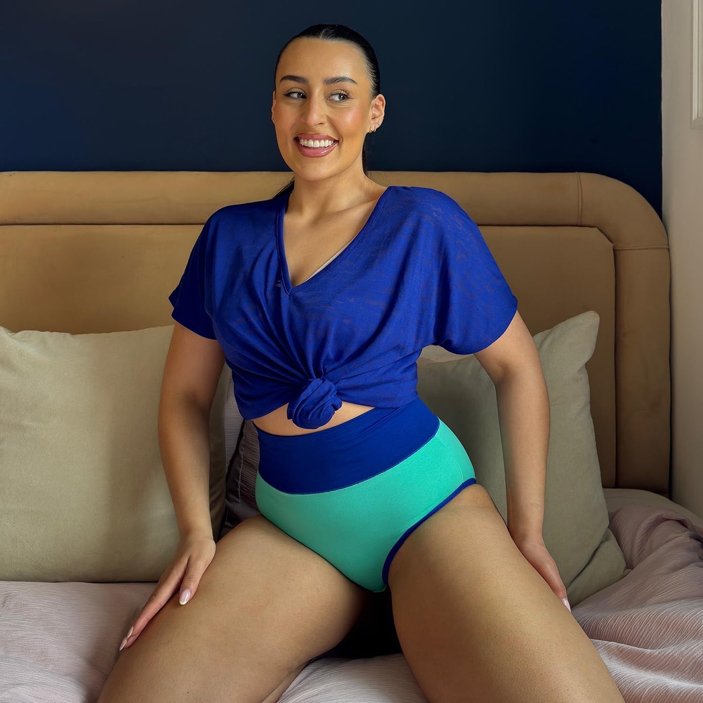 Organic Cotton Full Brief Duo Knickers - Mint & Arabesque