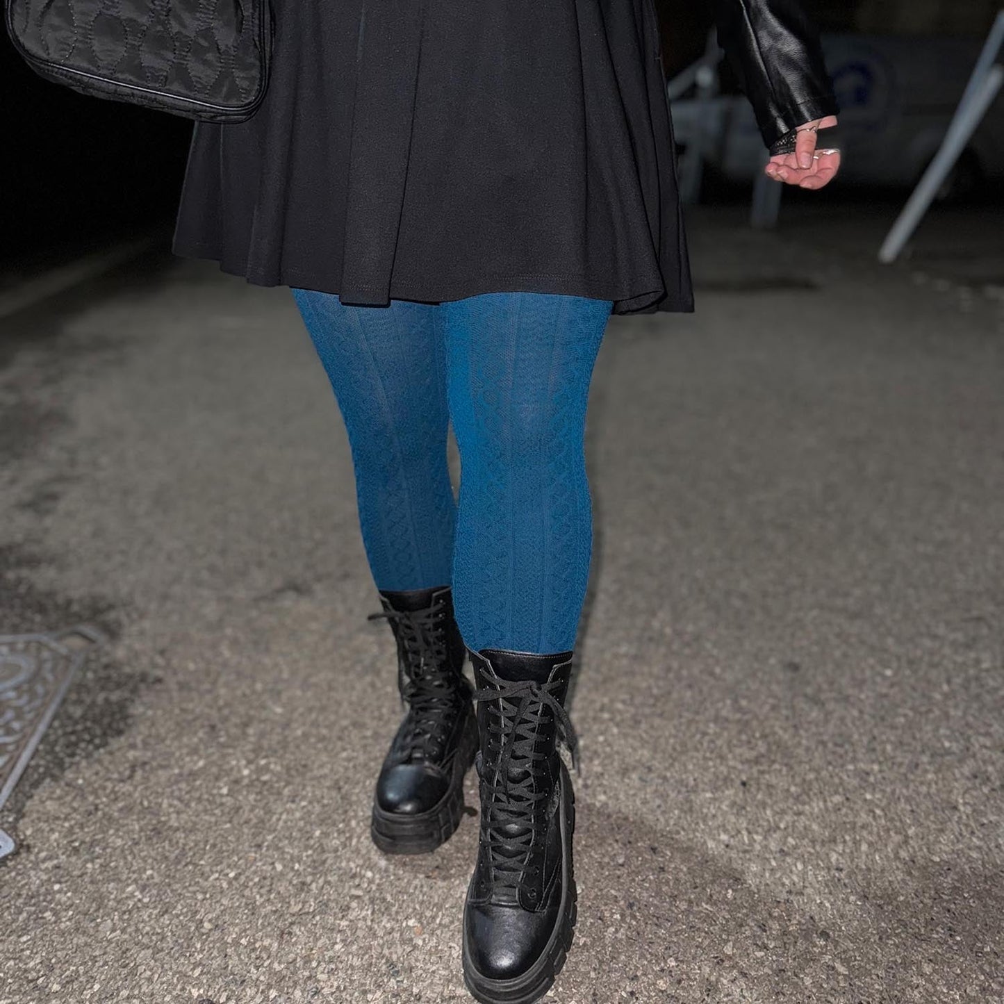 Grannies Cable Knit Wool Tights V2 - Bone China