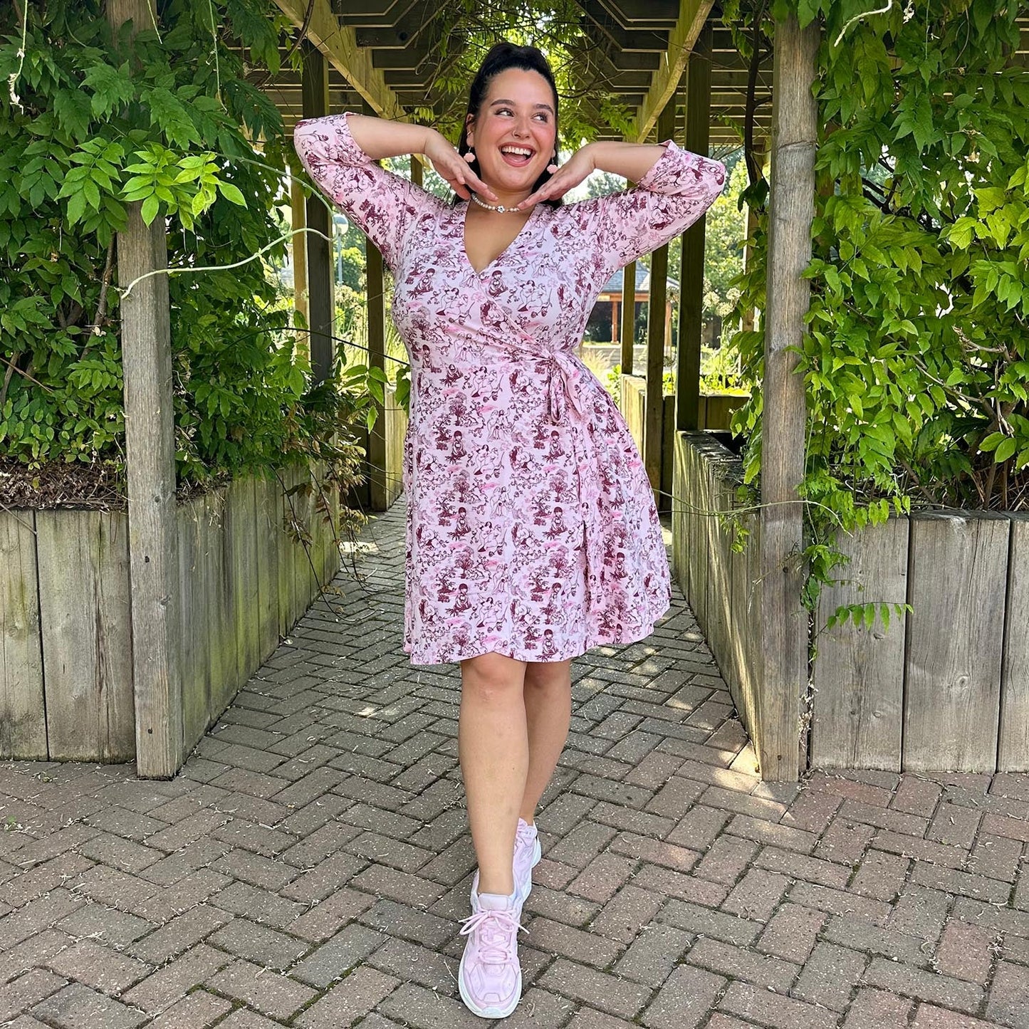 Mini Wrap Dress - Passion au Jardin - L'Amour Rose