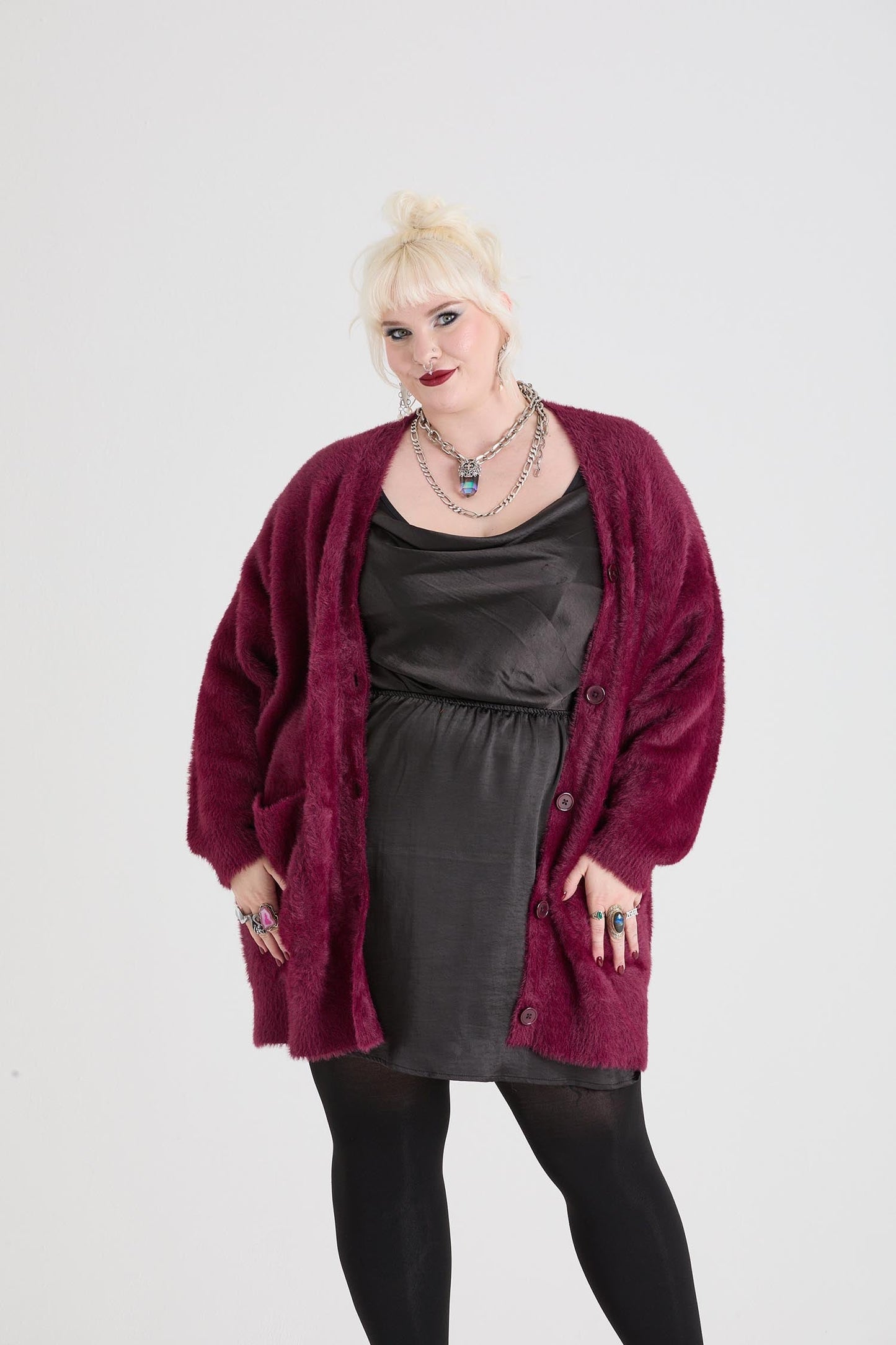 Fluffy Cardigan - Cherry