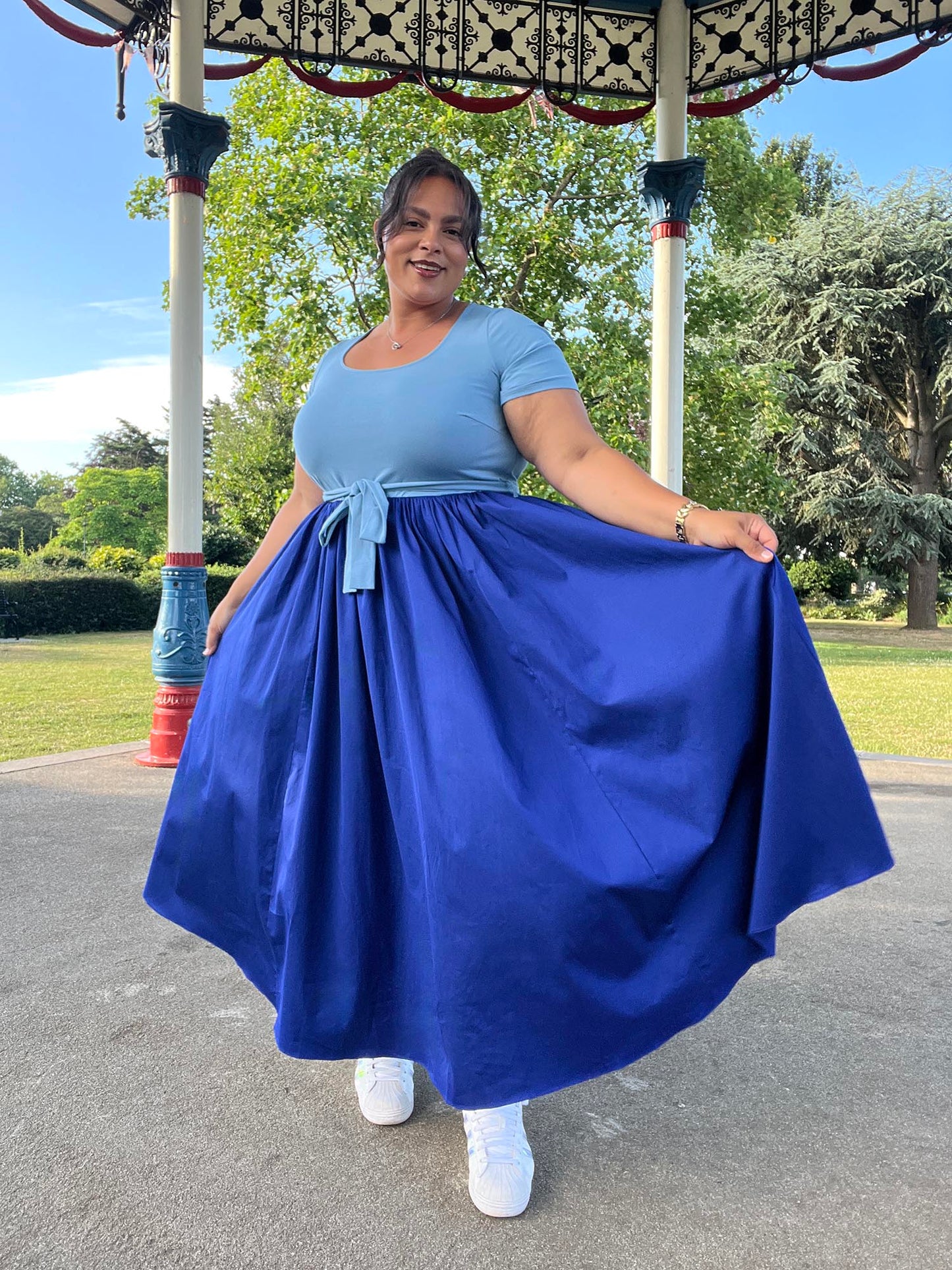 Midaxi Tee Poplin Dress - Duo Blue