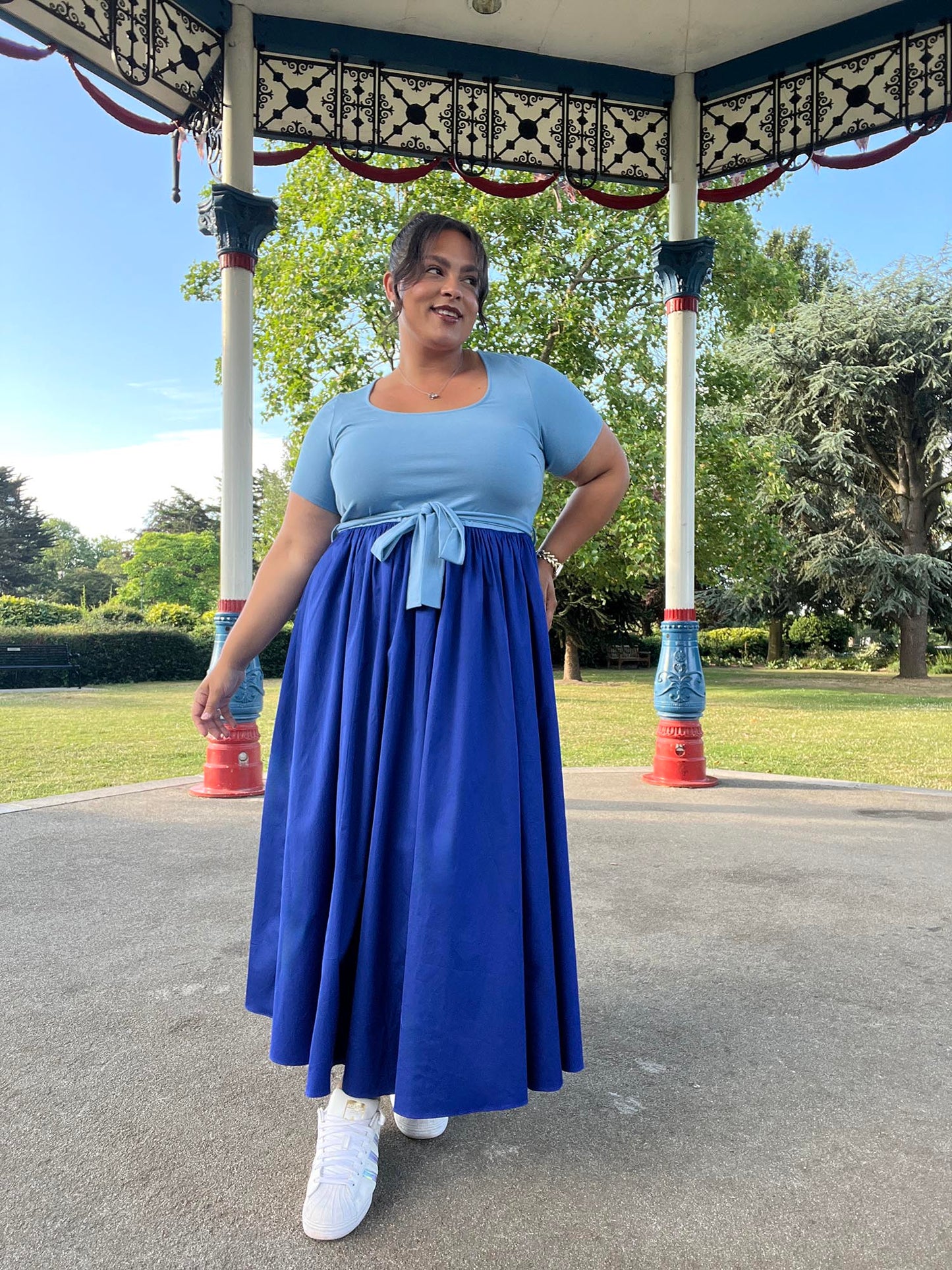 Midaxi Tee Poplin Dress - Duo Blue