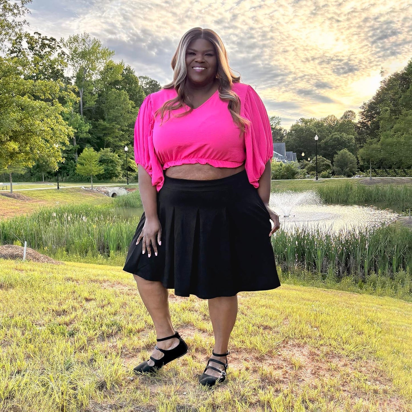 Petal Pleated Skort - Black