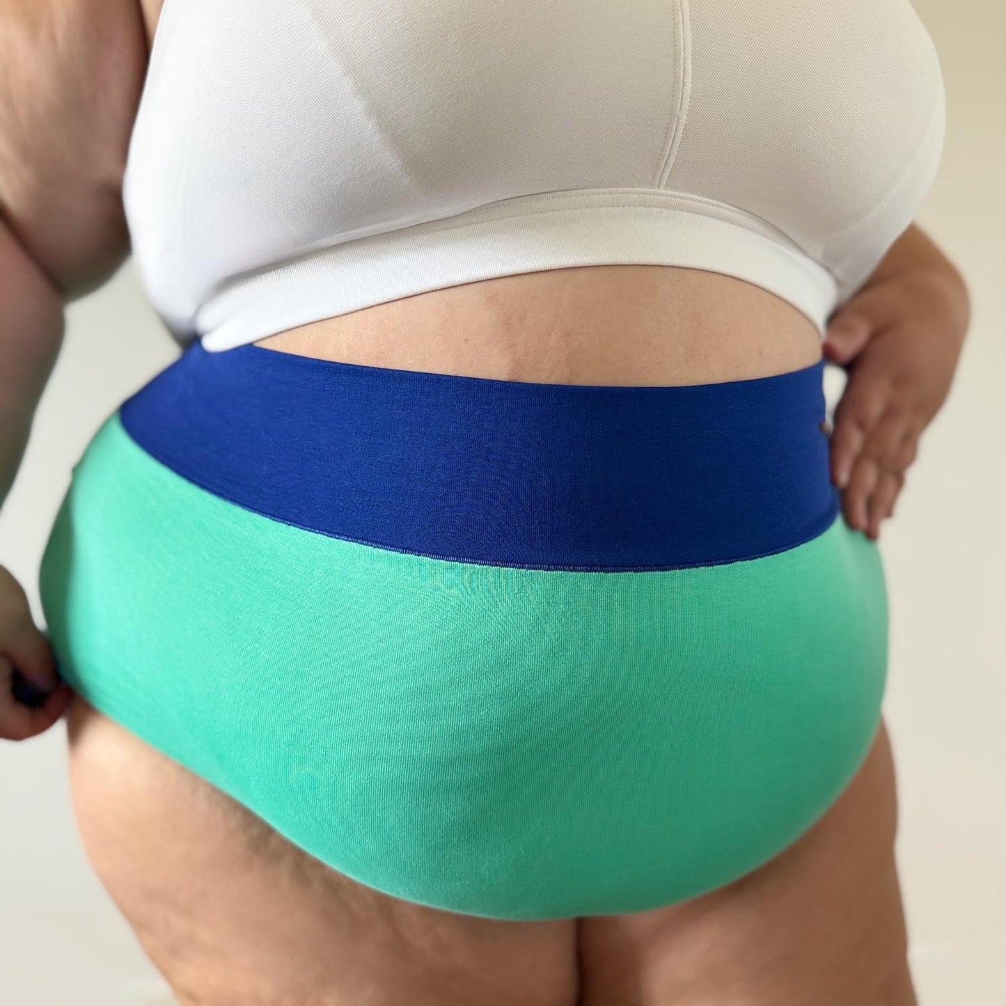 Organic Cotton Super High Waist Duo Knickers - Mint & Arabesque