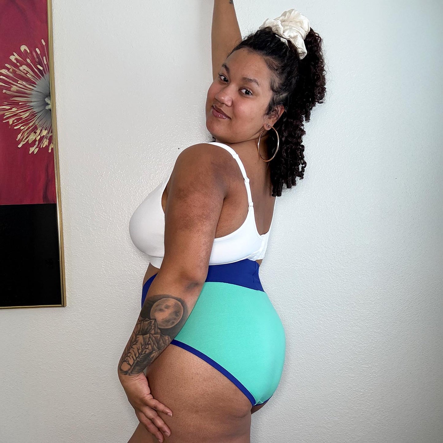 Organic Cotton Full Brief Duo Knickers - Mint & Arabesque