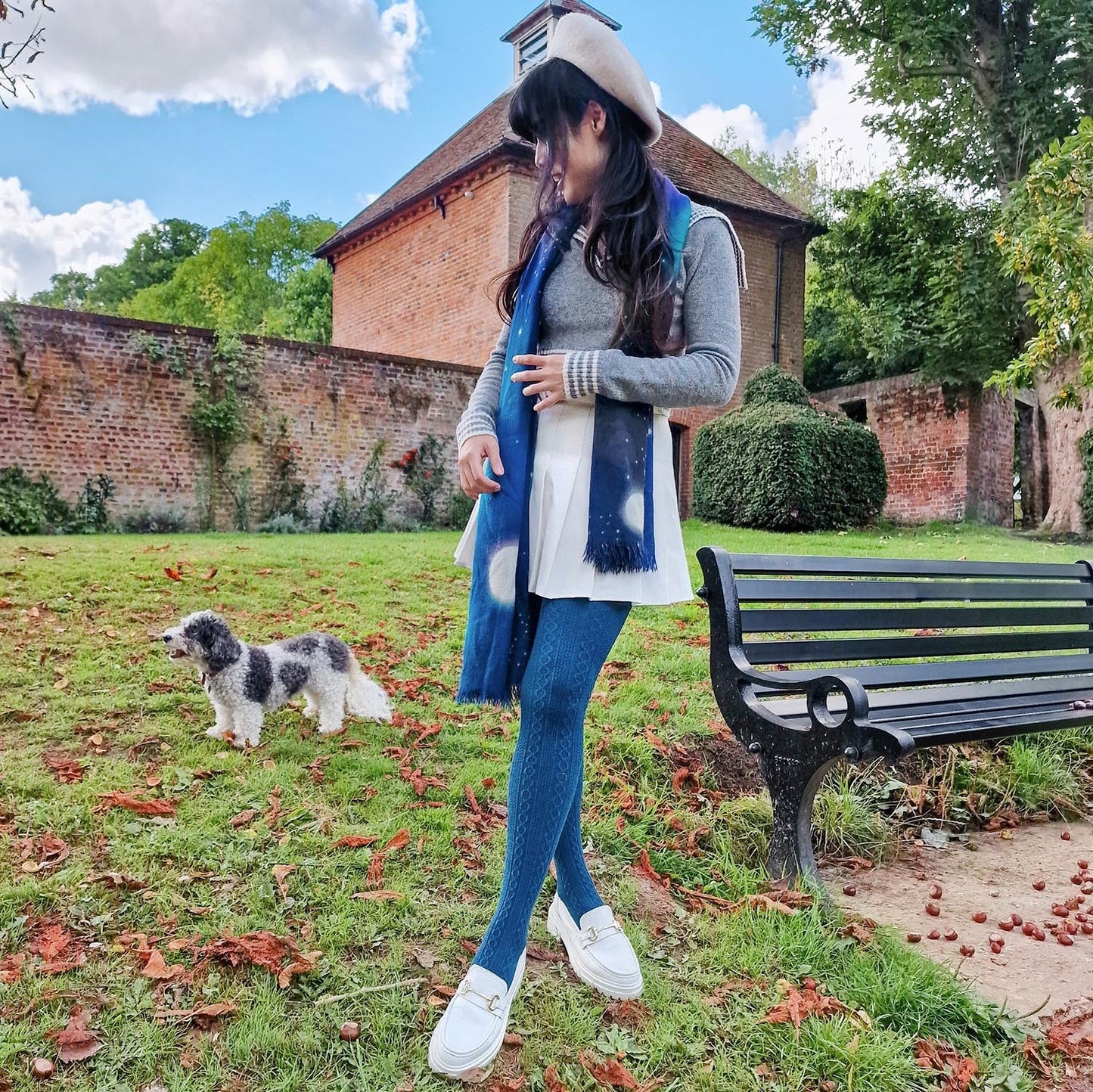 Grannies Cable Knit Wool Tights V2 - Bone China