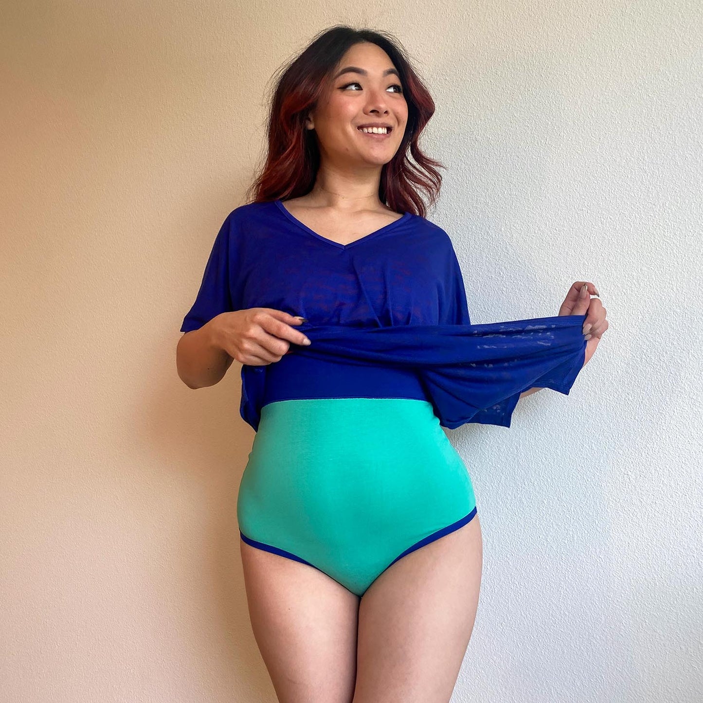 Organic Cotton Super High Waist Duo Knickers - Mint & Arabesque