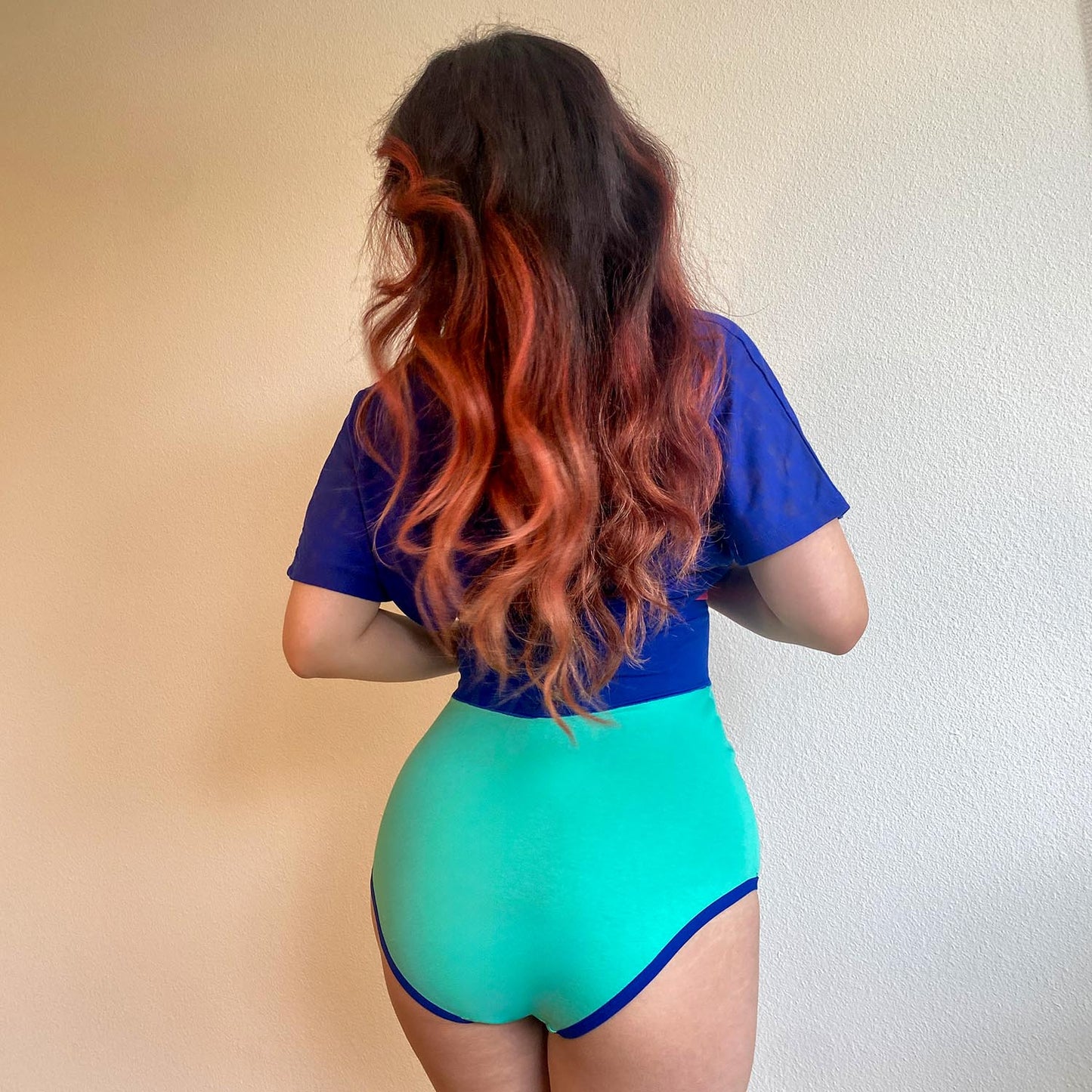 Organic Cotton Super High Waist Duo Knickers - Mint & Arabesque