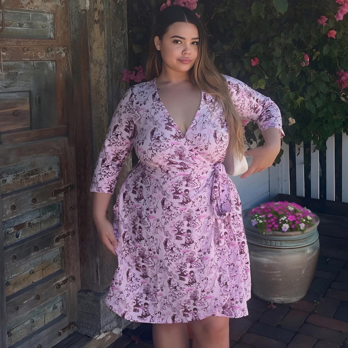 Mini Wrap Dress - Passion au Jardin - L'Amour Rose