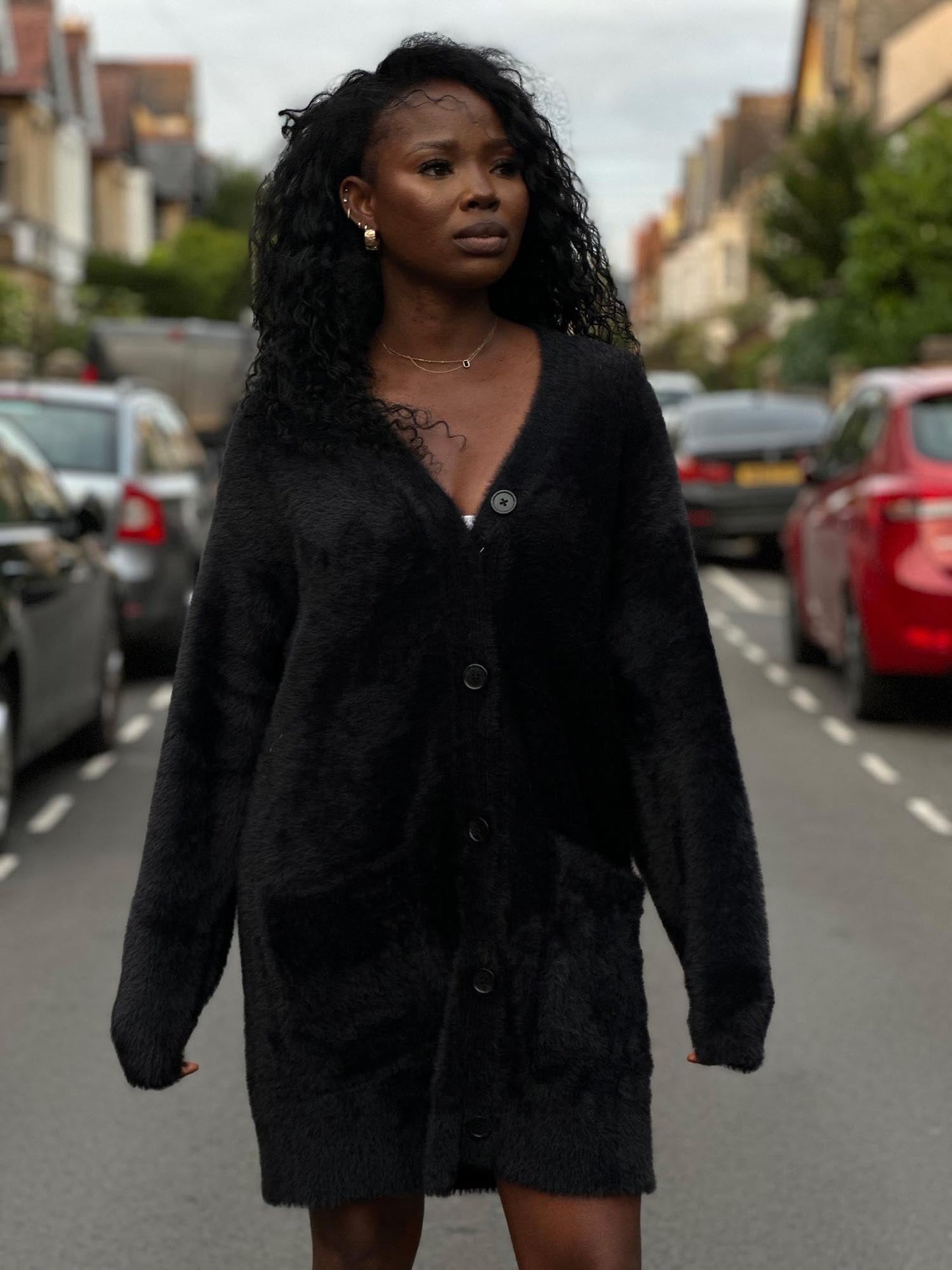 Fluffy Cardigan - Black