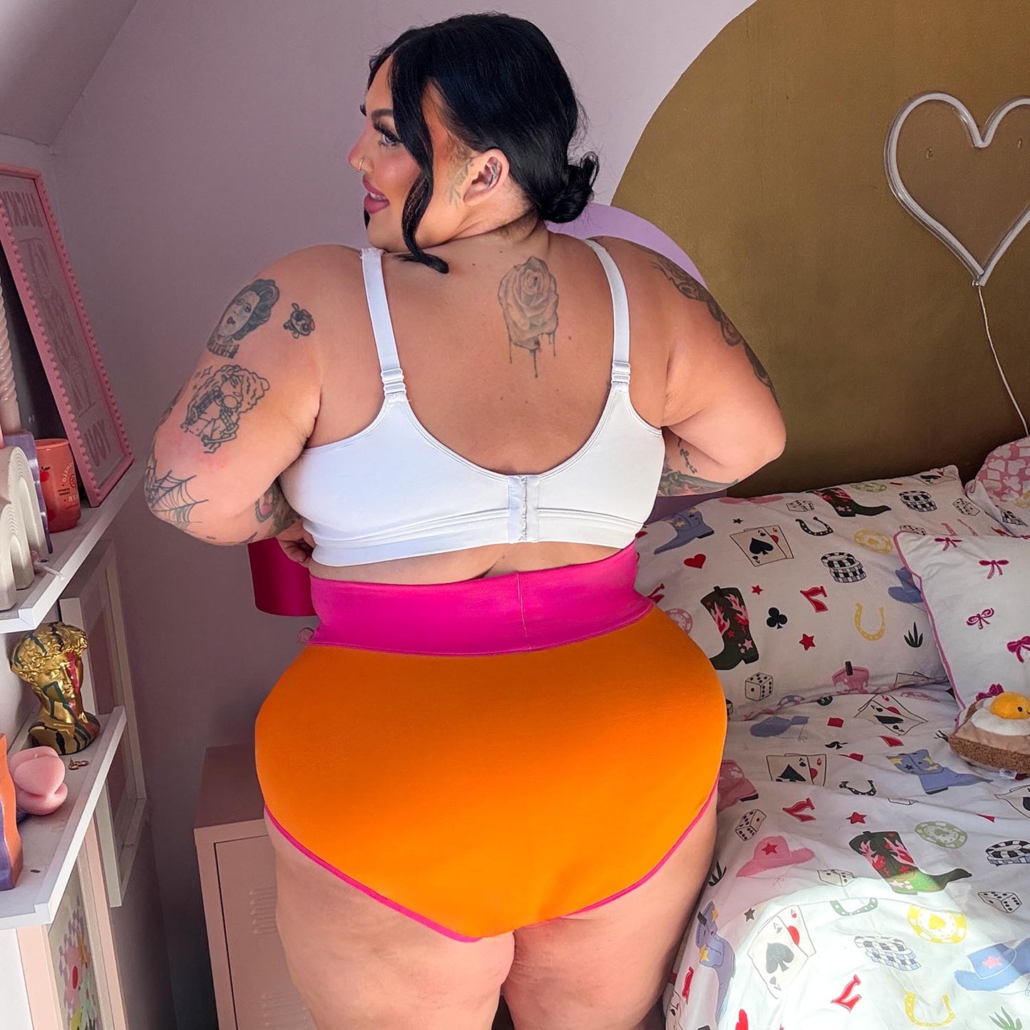 Organic Cotton Super High Waist Duo Knickers - Papaya & Barbara