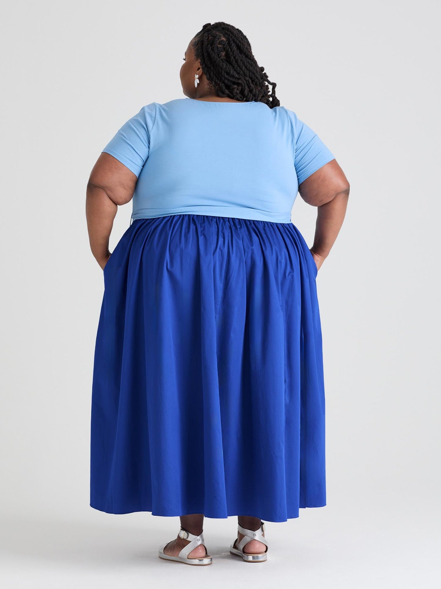 Midaxi Tee Poplin Dress - Duo Blue