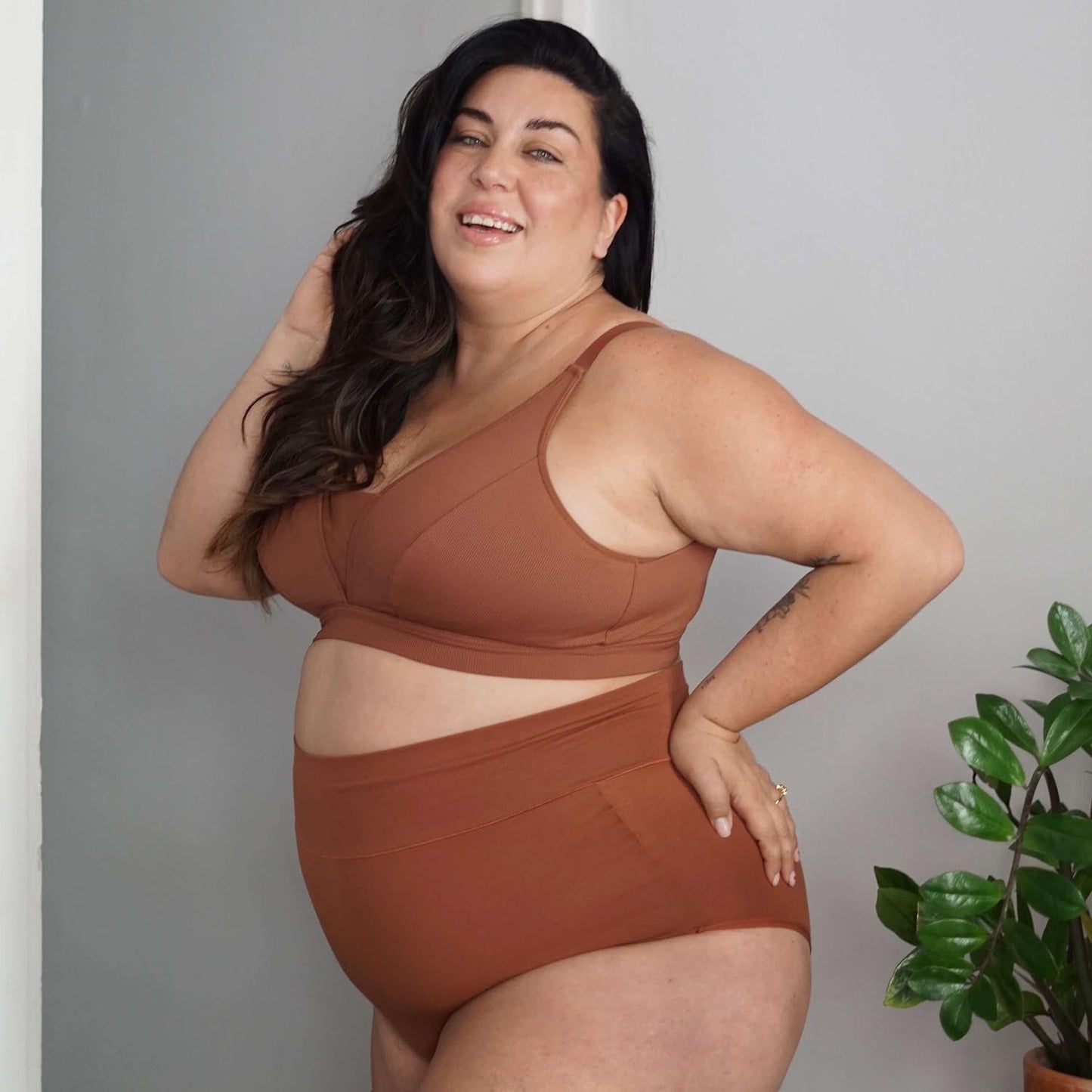 Organic Cotton Super High Waist Knickers - Root Beer