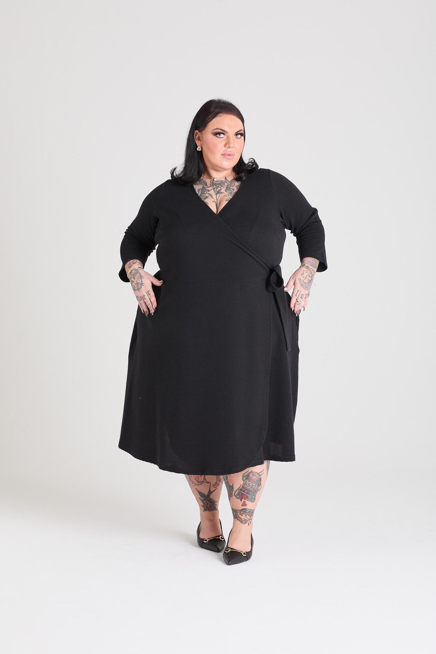 Ottoman Wrap Around Dress - Black