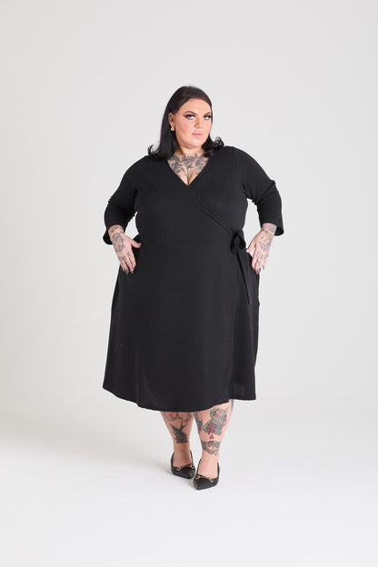 Ottoman Wrap Around Dress - Black
