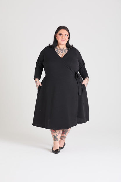 Ottoman Wrap Around Dress - Black