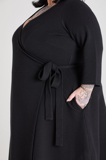 Ottoman Wrap Around Dress - Black
