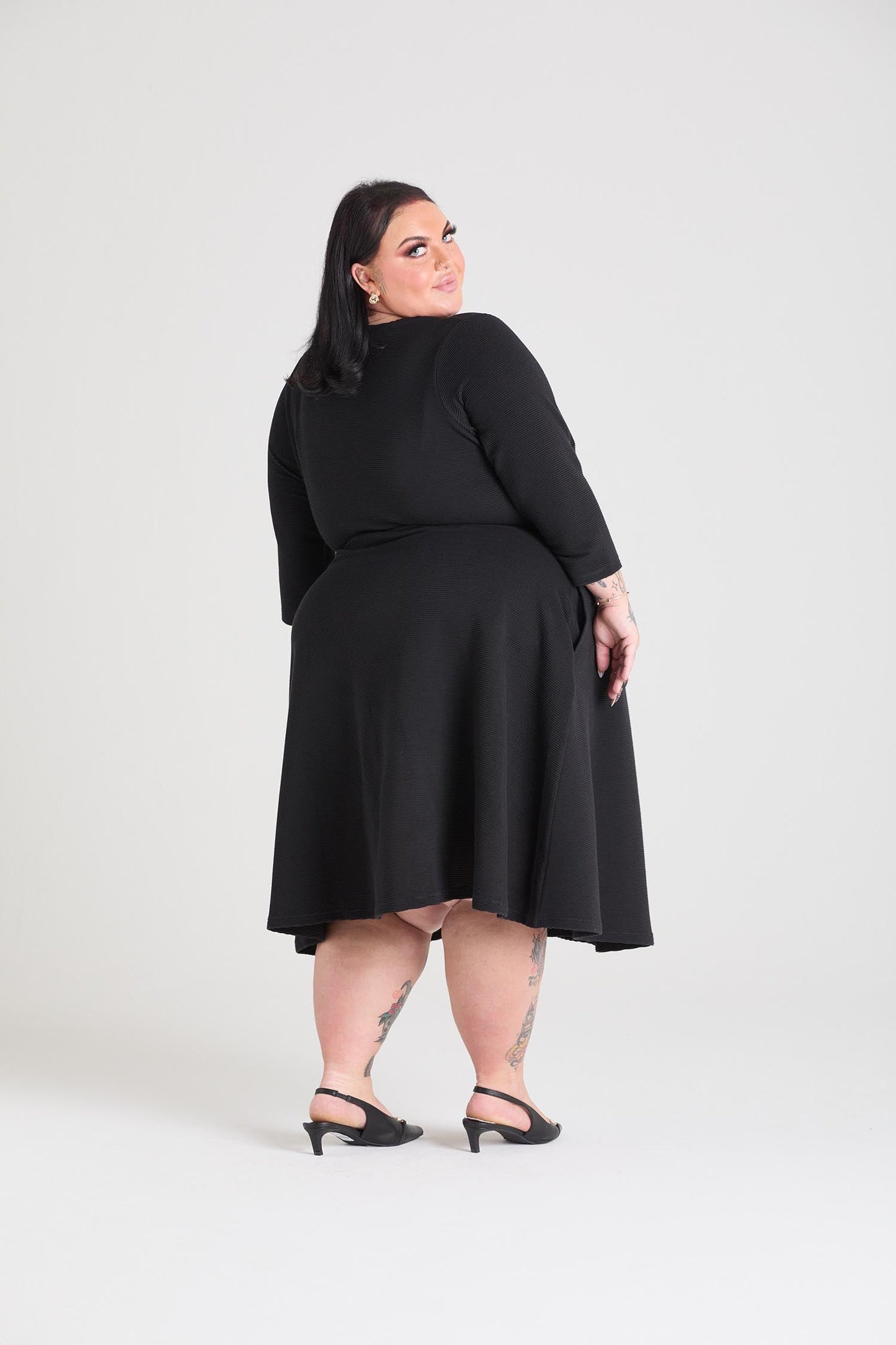 Ottoman Wrap Around Dress - Black