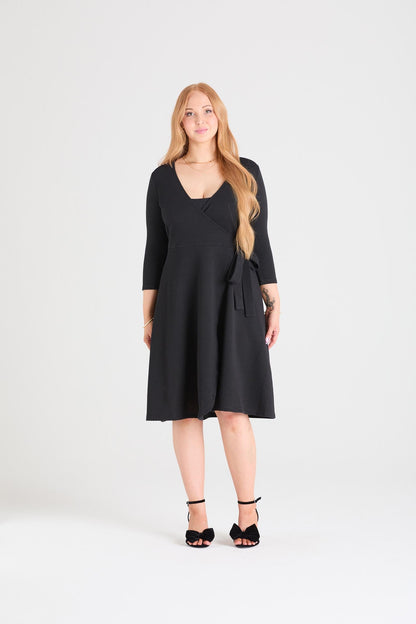 Ottoman Wrap Around Dress - Black