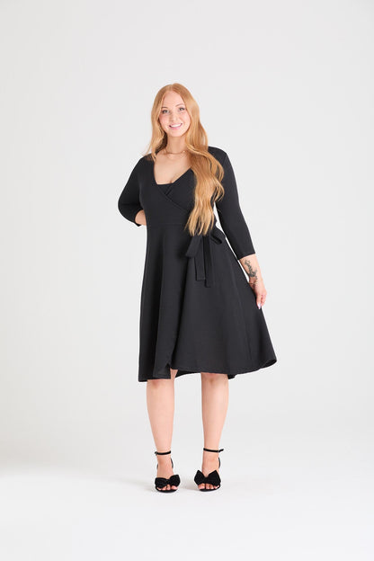 Ottoman Wrap Around Dress - Black