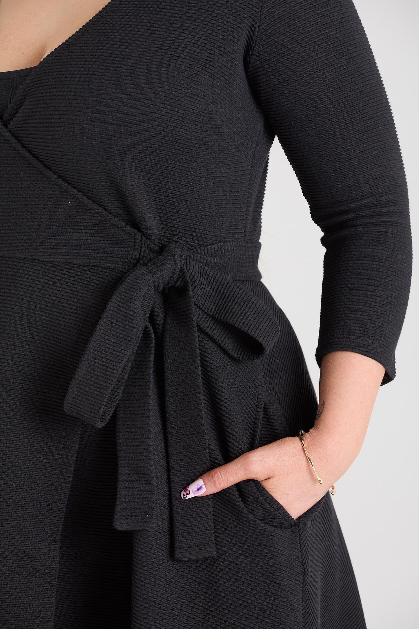 Ottoman Wrap Around Dress - Black