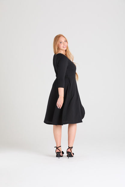 Ottoman Wrap Around Dress - Black