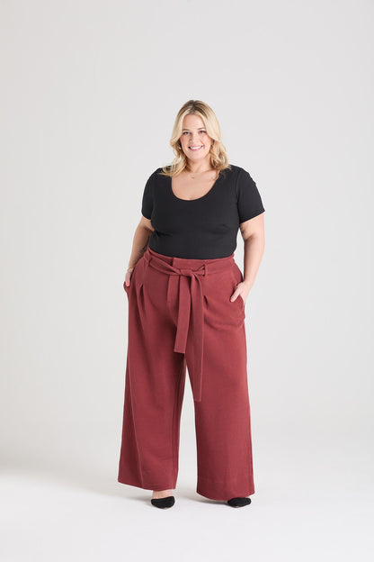 Ottoman Wide Leg Tailored Trousers - Cinnamon