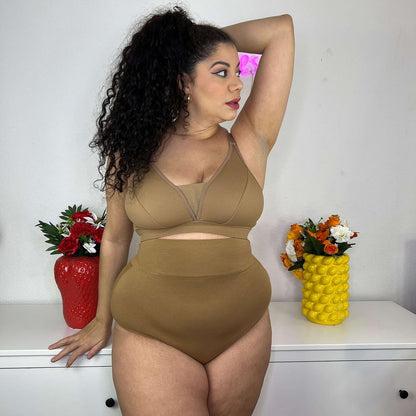 Organic Cotton Super High Waist Knickers - Caramel