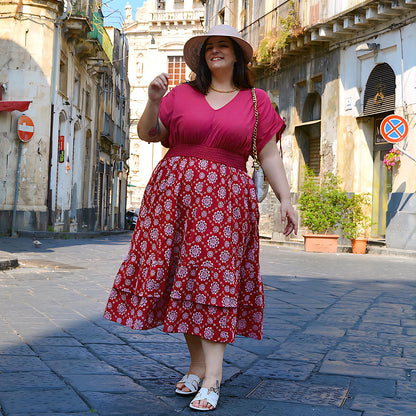 Broderie Anglaise Midi Dress - Blood Red