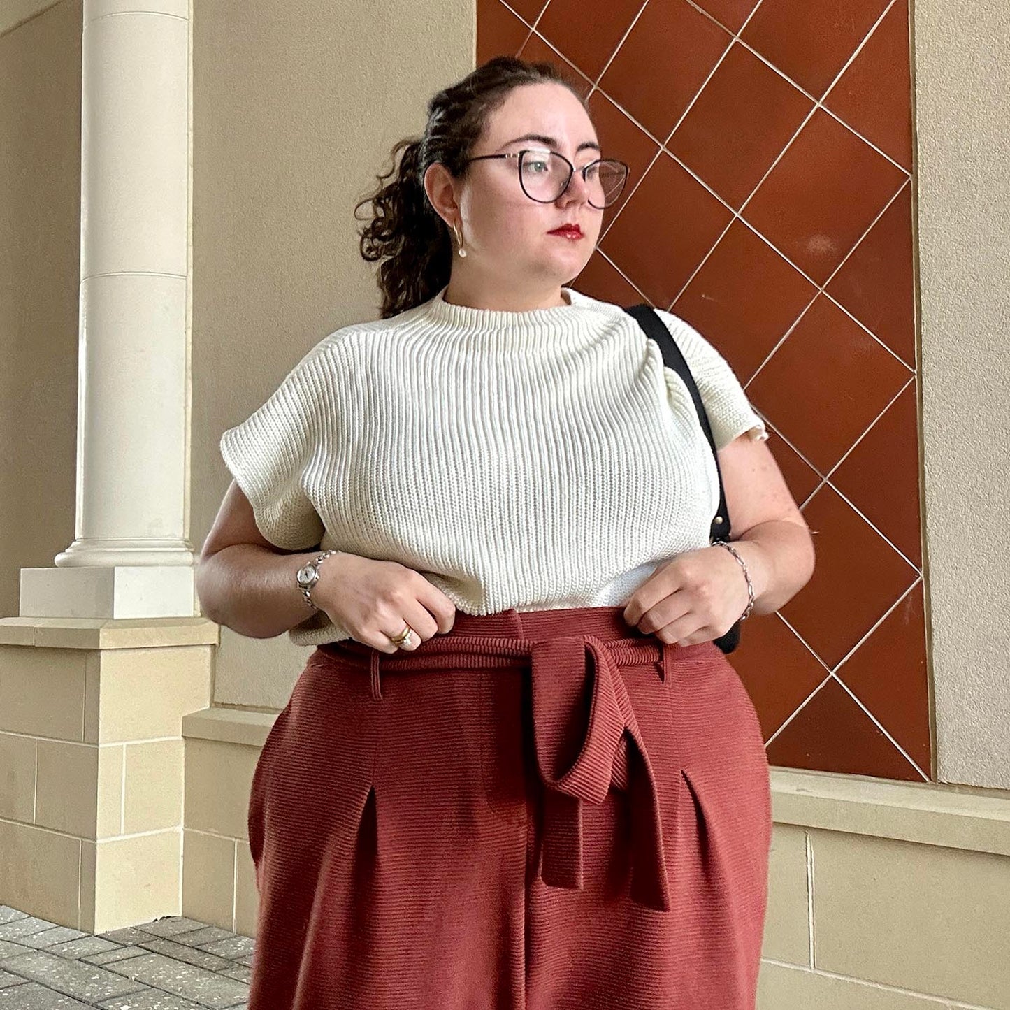 Ottoman Wide Leg Tailored Trousers - Cinnamon