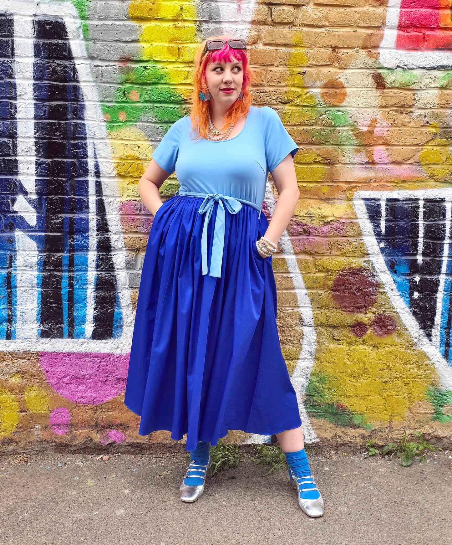 Midaxi Tee Poplin Dress - Duo Blue