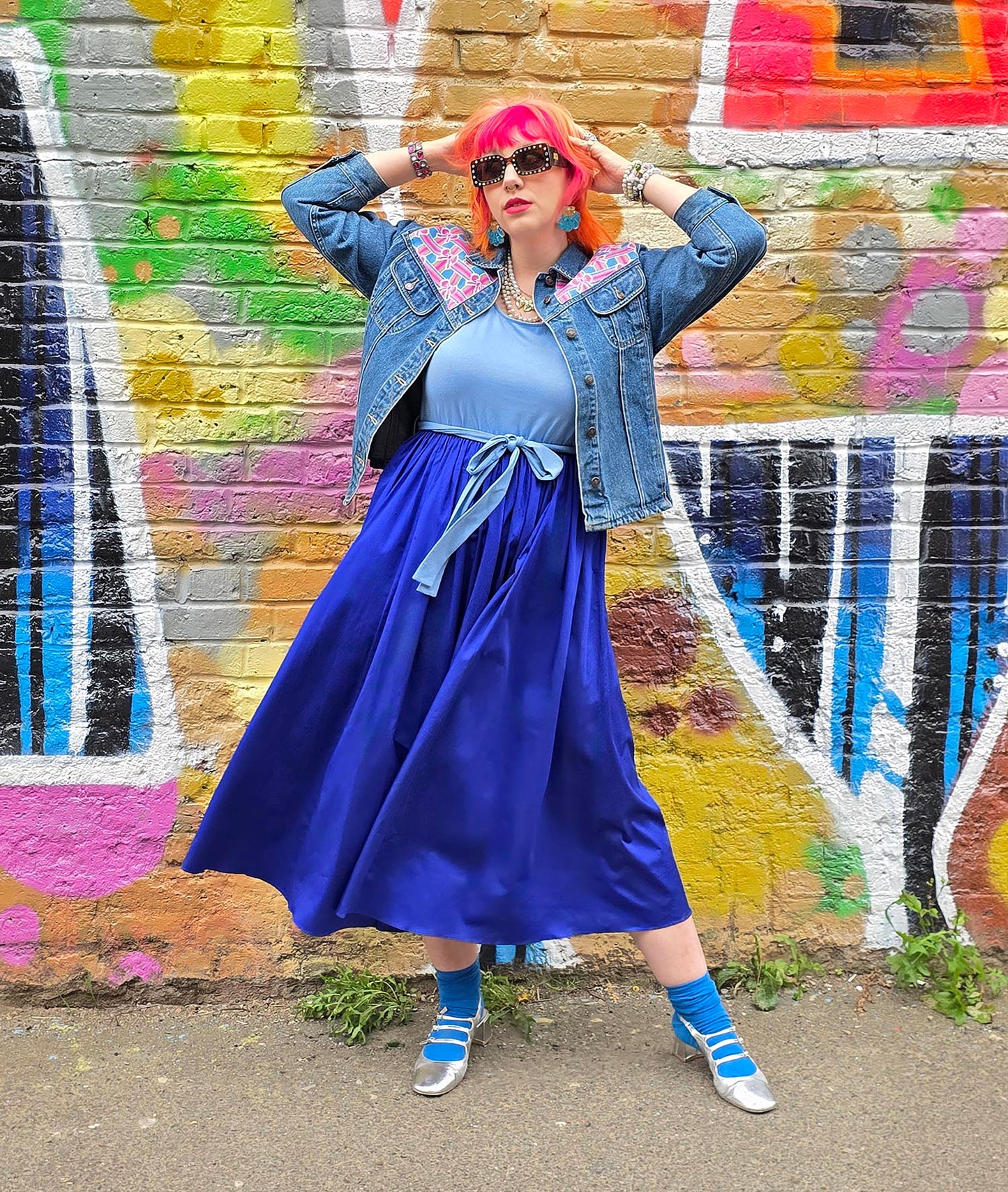 Midaxi Tee Poplin Dress - Duo Blue