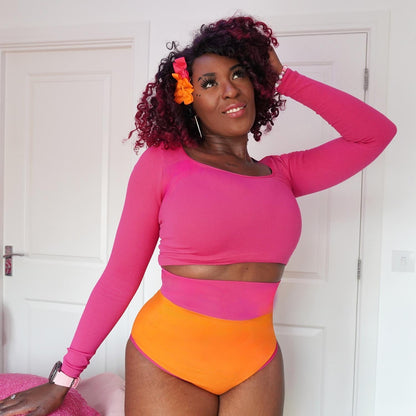 Organic Cotton Super High Waist Duo Knickers - Papaya & Barbara