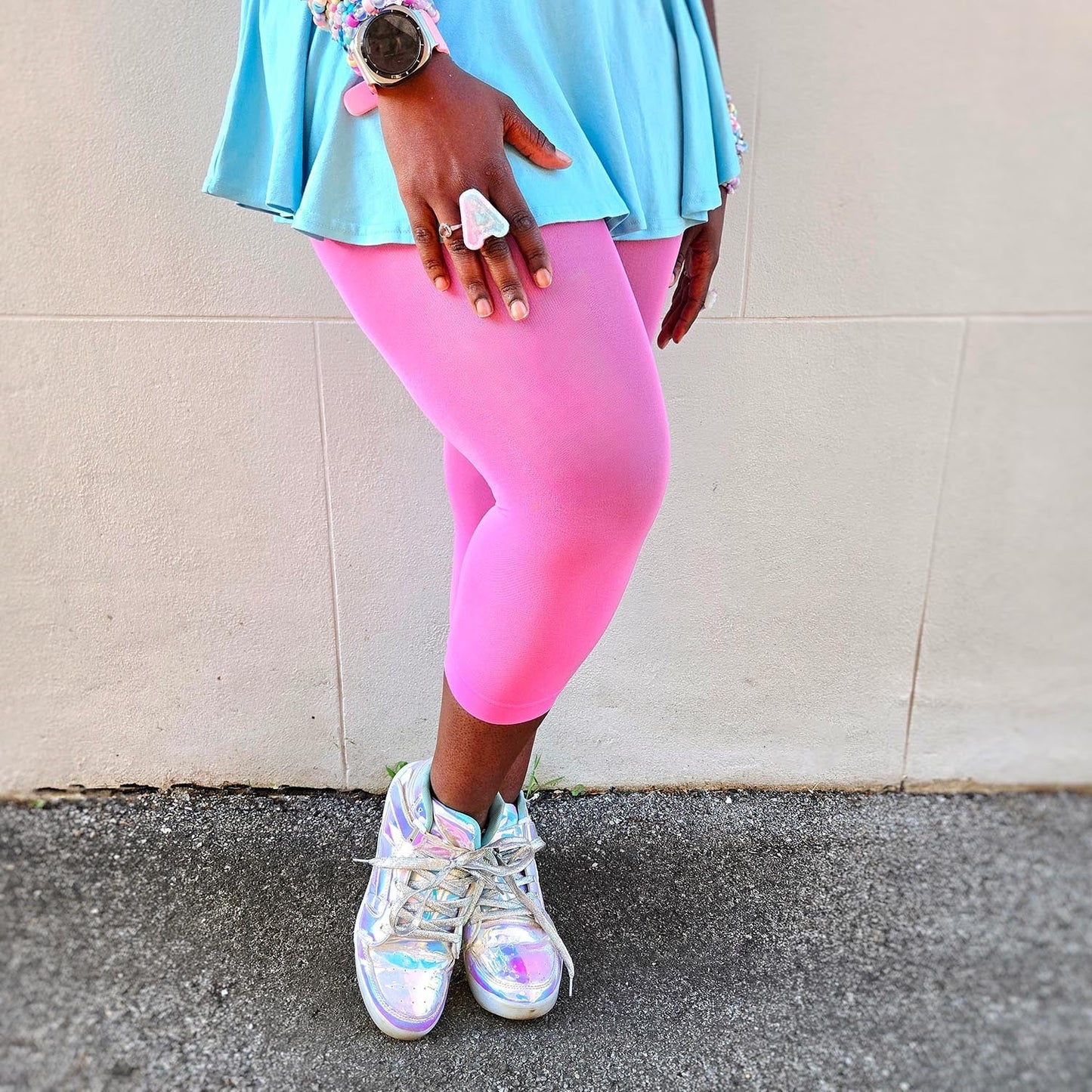 Stay Cool Capri Tights - Pink Lady