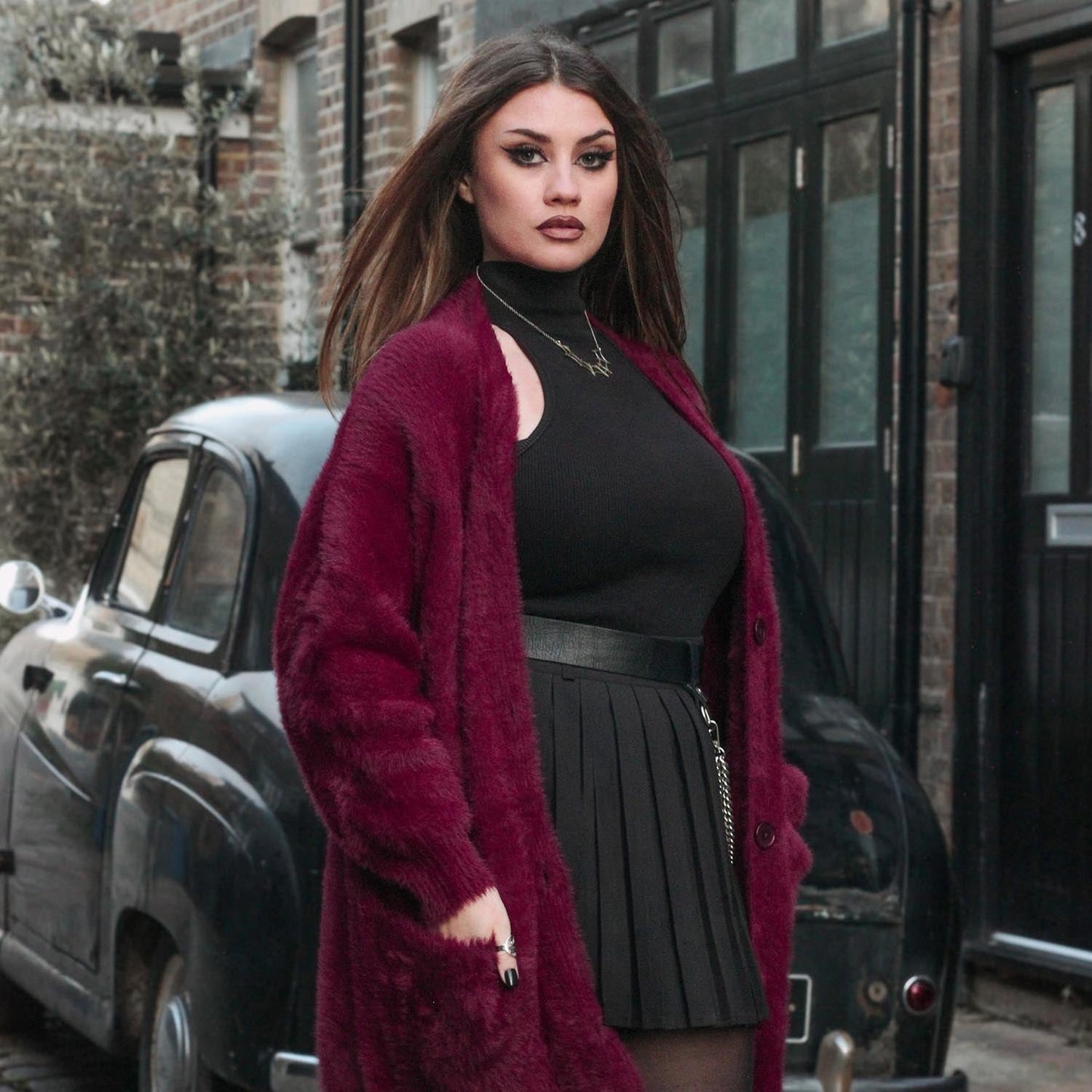 Fluffy Cardigan - Cherry