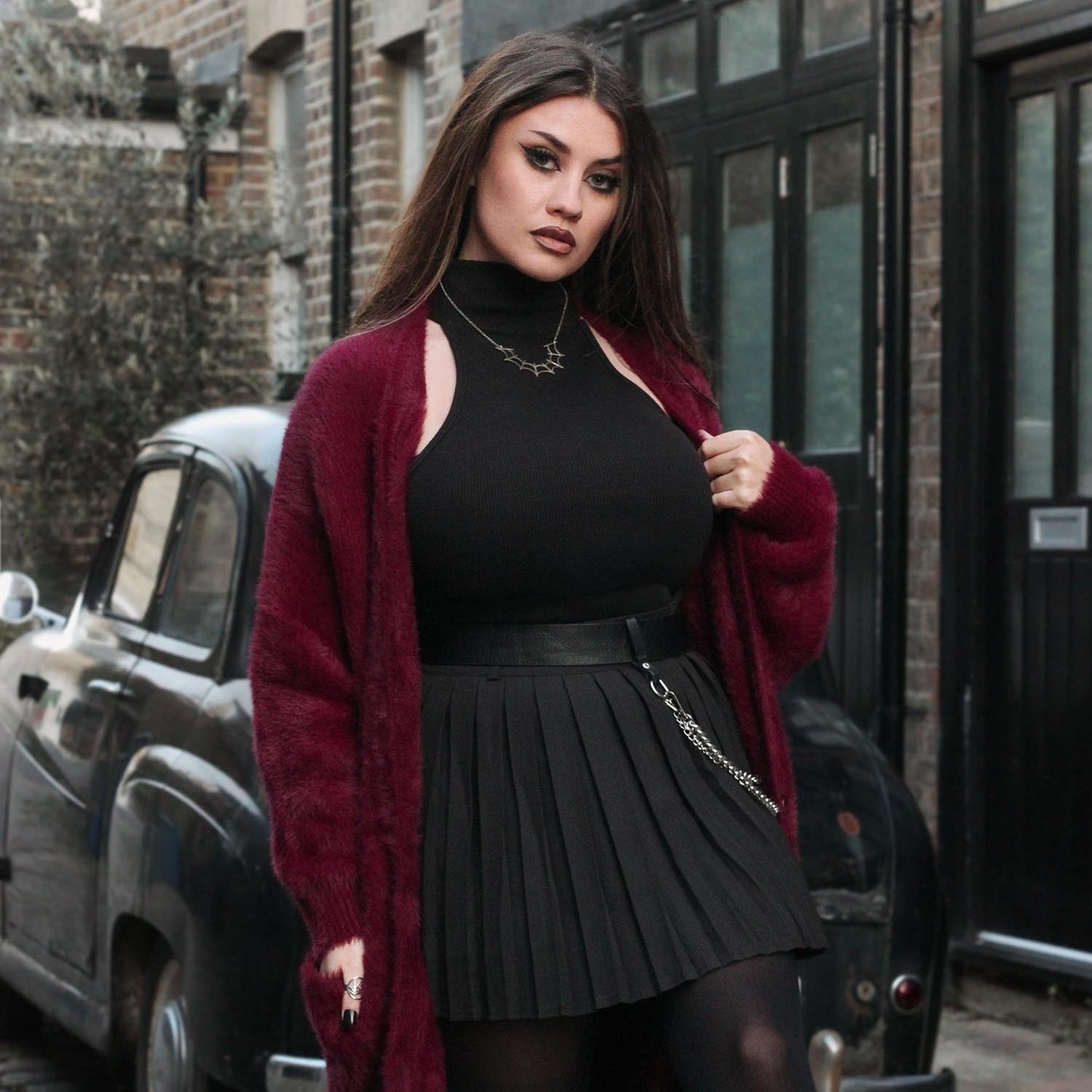 Fluffy Cardigan - Cherry