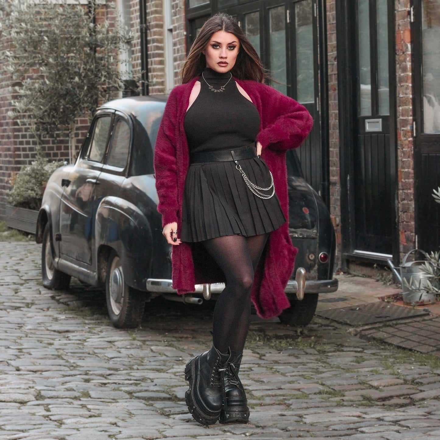 Fluffy Cardigan - Cherry