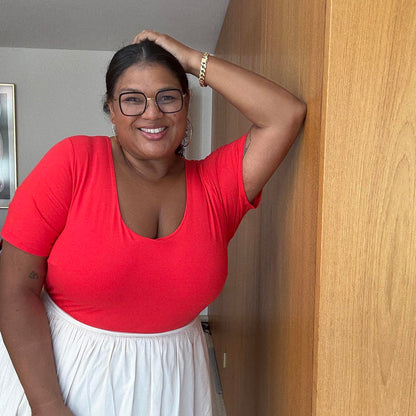 Short Sleeve Cotton Bodysuit - Sangria