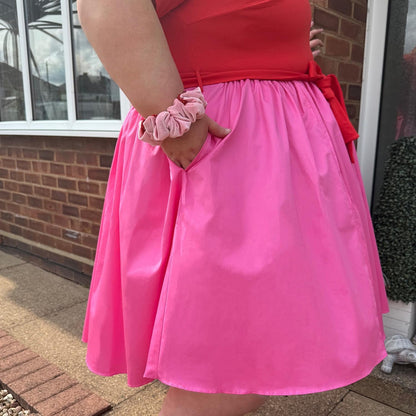 Poplin Tee Dress - Sangria/Pink Lady