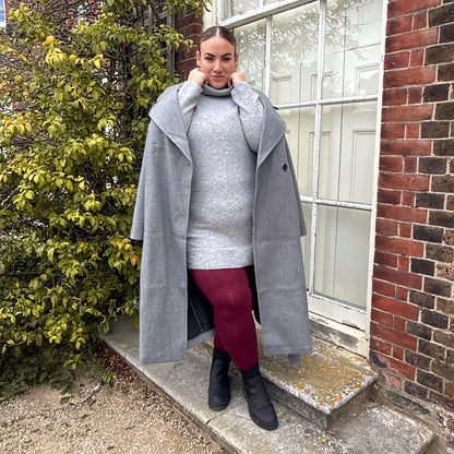 Grannies Cable Knit Wool Tights V2 - Cherry