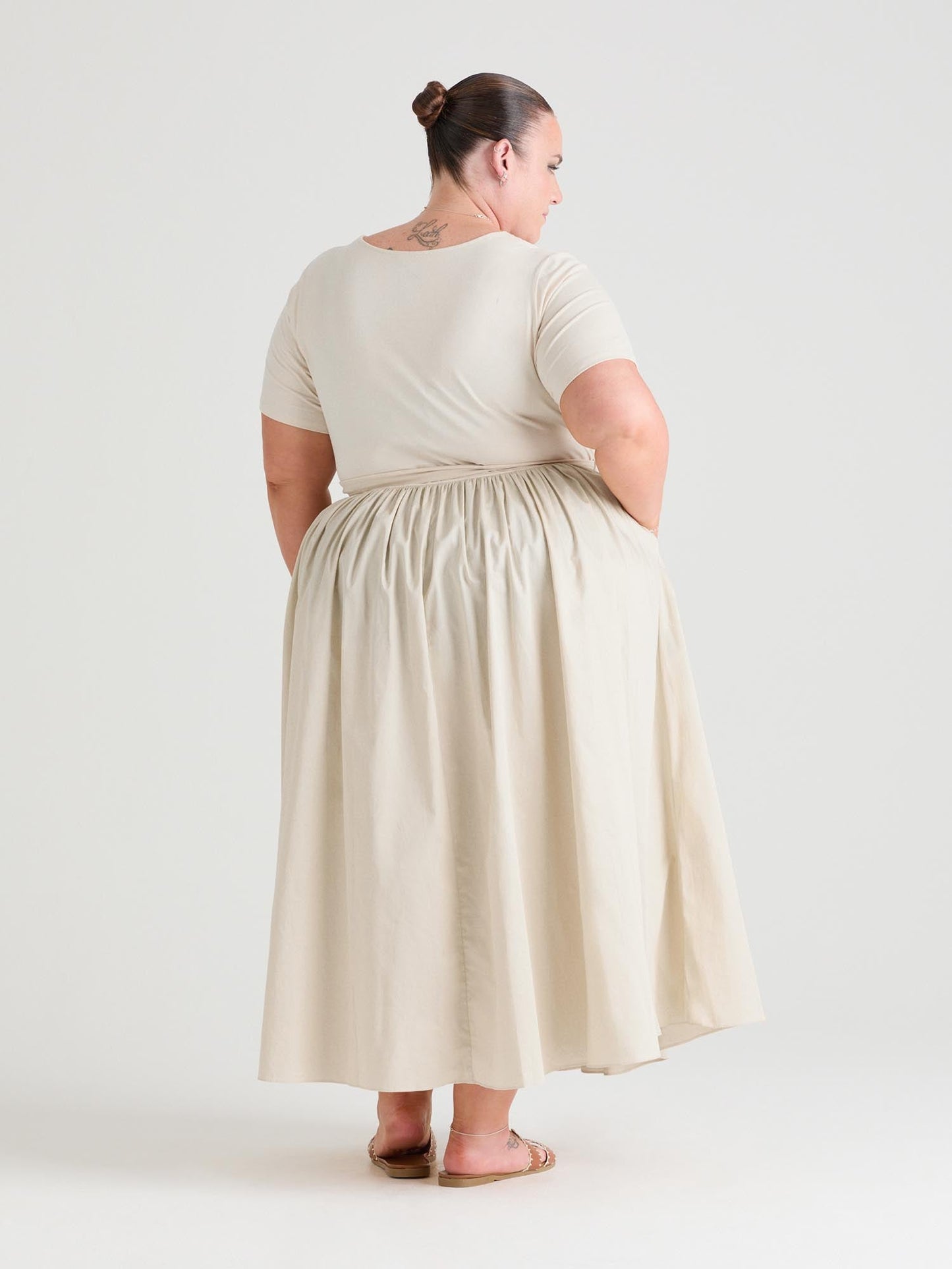 Midaxi Tee Poplin Dress - Oatmeal