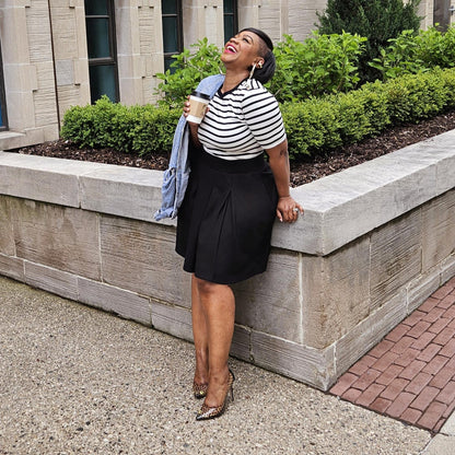 Petal Pleated Skirt - Black