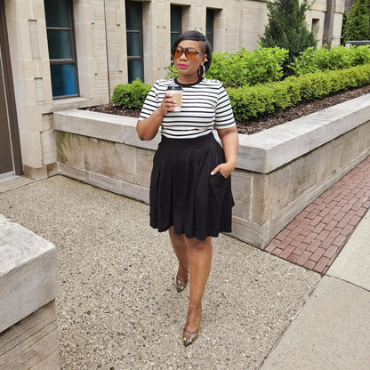 Petal Pleated Skirt - Black