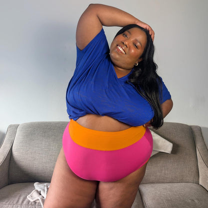 Organic Cotton Super High Waist Duo Knickers - Barbara & Papaya